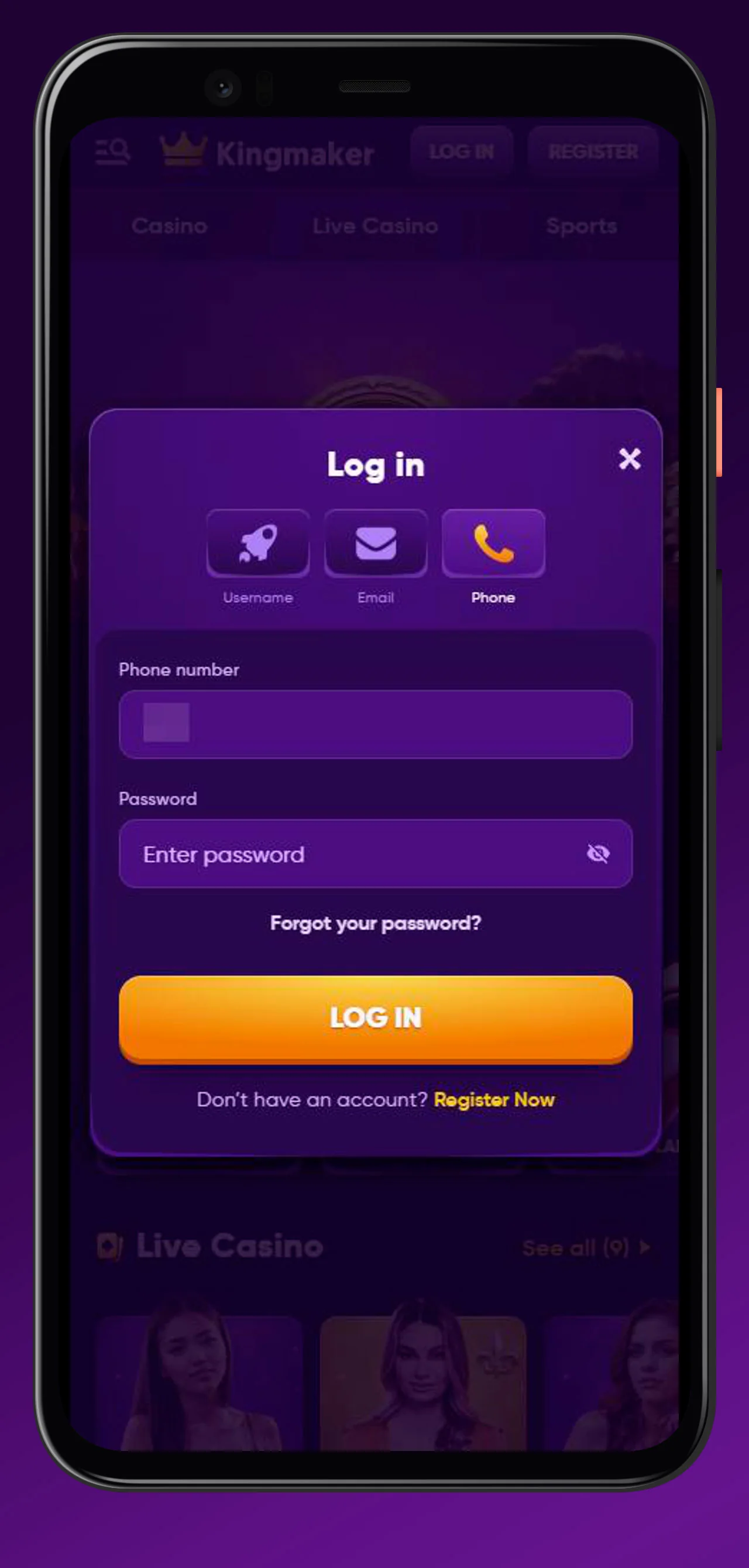sign up at kingmaker casino app